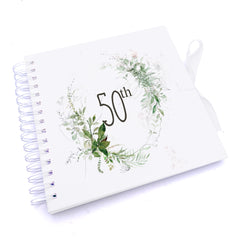 Personalised 50th Birthday Scrapbook Photo album Gift With Botanical Design