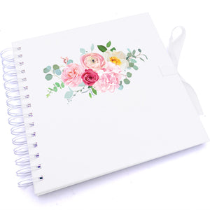 Personalised Pink Flower Wedding Scrapbook Photo Album