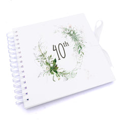 Personalised 40th Birthday Scrapbook Photo album Gift With Botanical Design