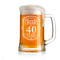 Cheers to 40 Years Birthday Gift Personalised Engraved Glass Beer Tankard