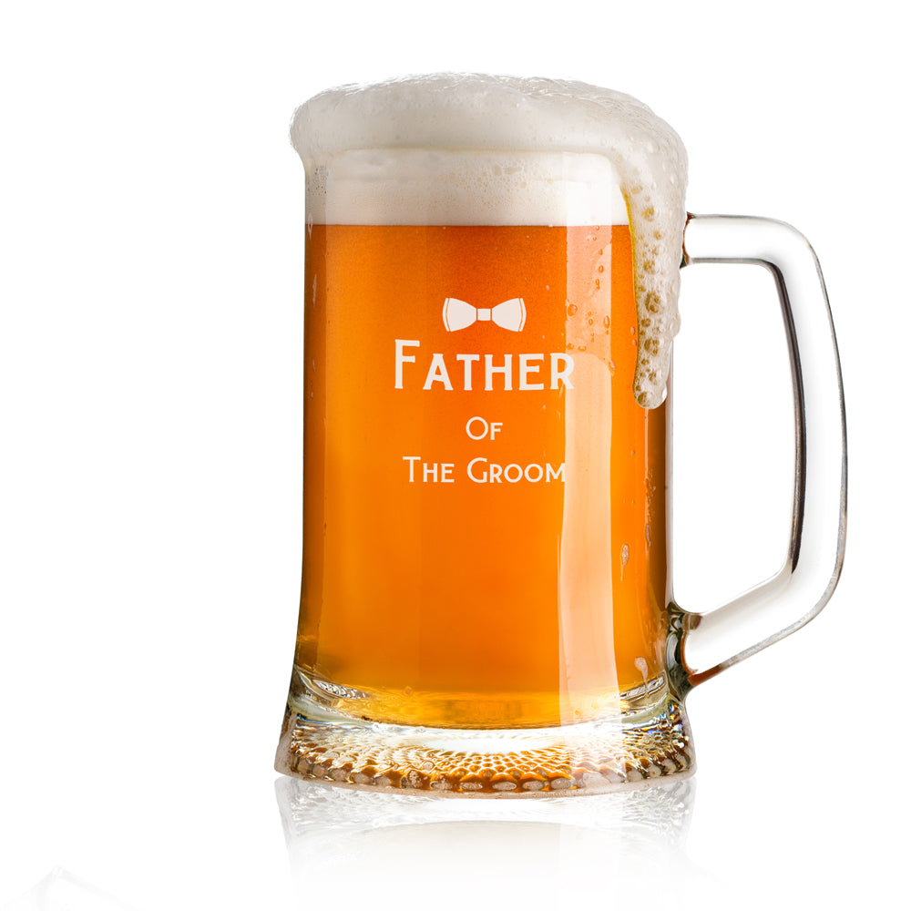 Personalised Father of The Groom Beer Tankard Glass Gift