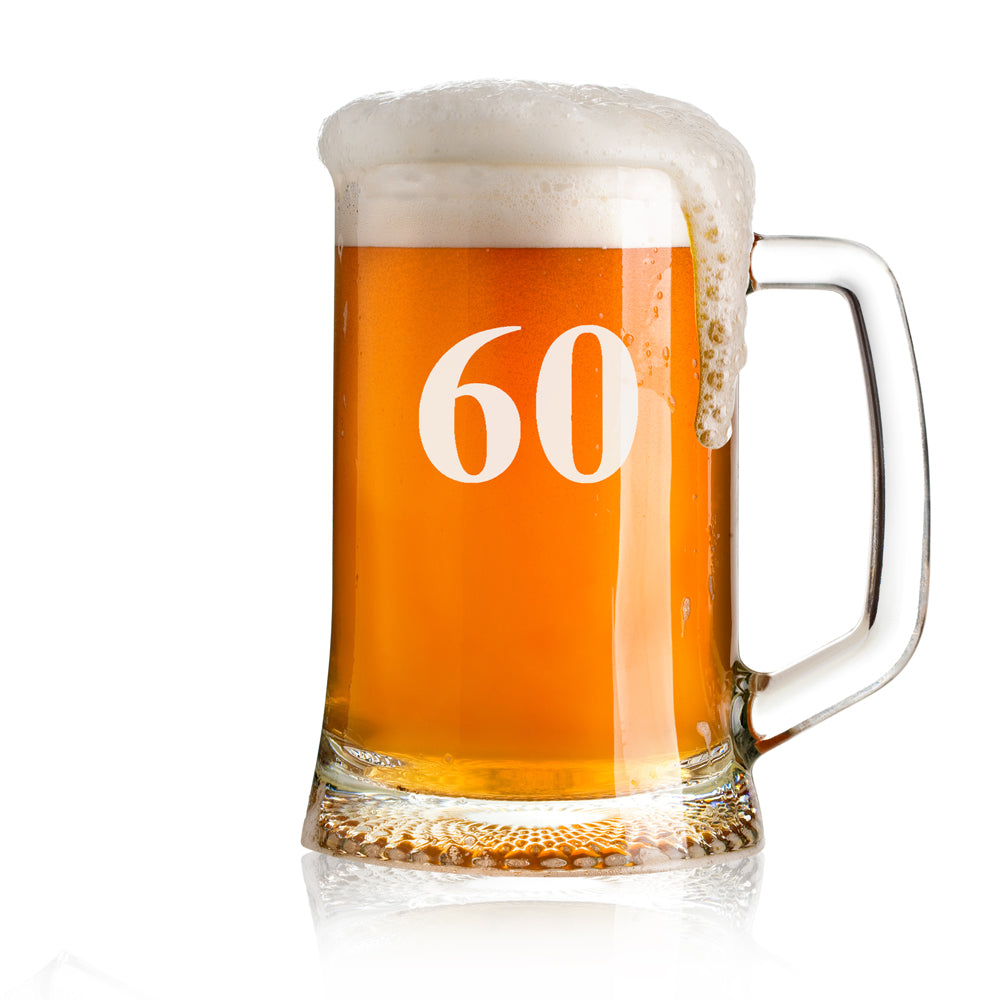 Personalised 60th Birthday Beer Glass Tankard Gift Boxed with Sentiment