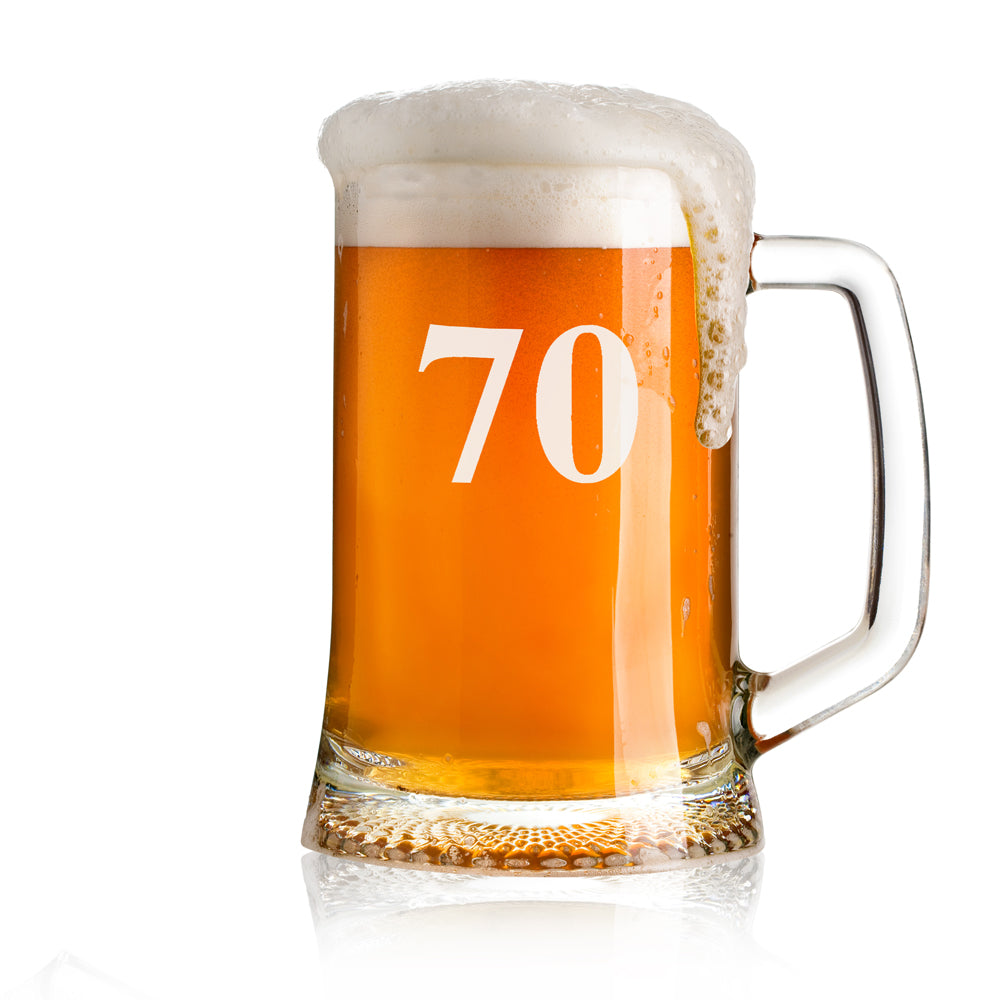 Personalised 70th Birthday Beer Glass Tankard Gift Boxed with Sentiment