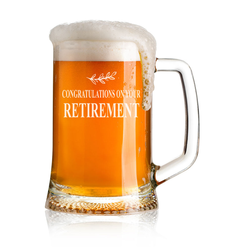 Personalised Retirement Beer Glass Tankard in Silk Lined Gift Box