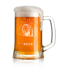 ukgiftstoreonline Personalised Any Name Engraved Pint Glass Beer Tankard Gift Barrel Design Gift for Him