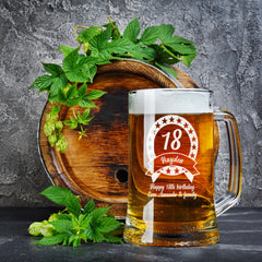 Engraved/Personalised Birthday Beer Tankard - Gift For Boys 18th/21st/30th/40th/50th/60th/65th/70th