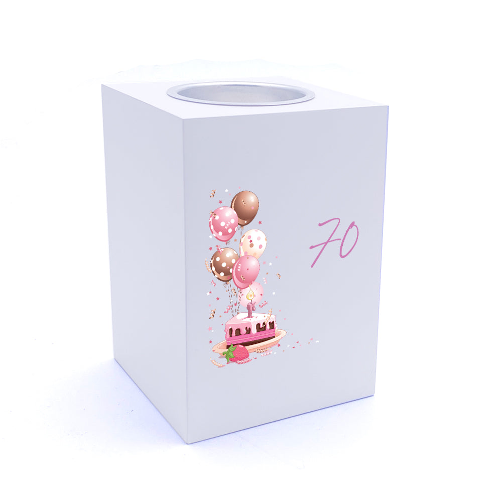 Personalised 70th Birthday Gifts For Her Tea Light Holder