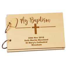 Personalised Wooden Engraved Baptism Guest Book Photo Album Scrap Book