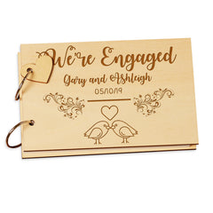 Personalised Wooden Engraved Engagement Scrap Book Photo Album Guest Book