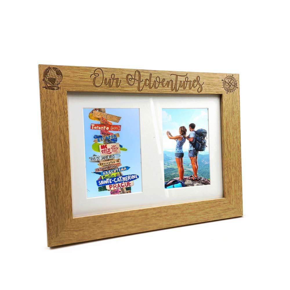 Adventures Travel Holiday Wooden Double picture photo frame - ukgiftstoreonline