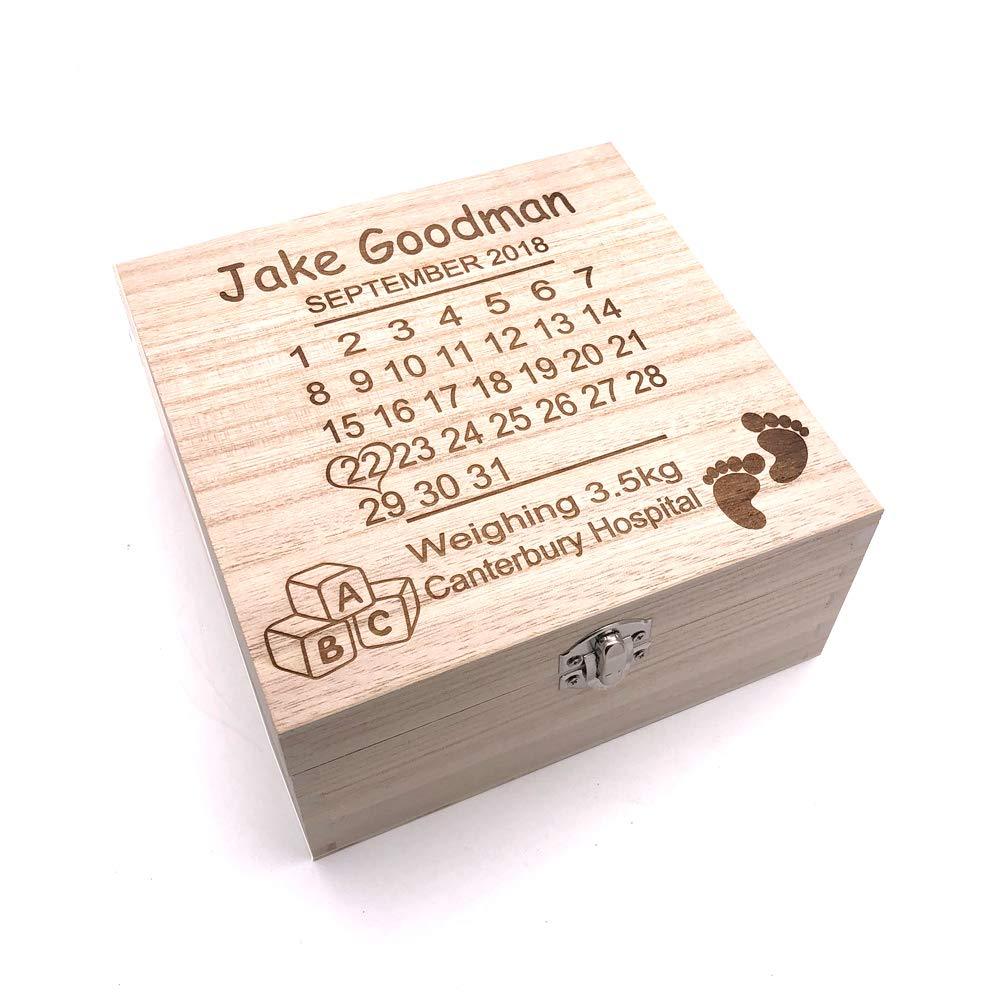 Baby Gift Engraved Personalised Keepsake Box with Date - ukgiftstoreonline