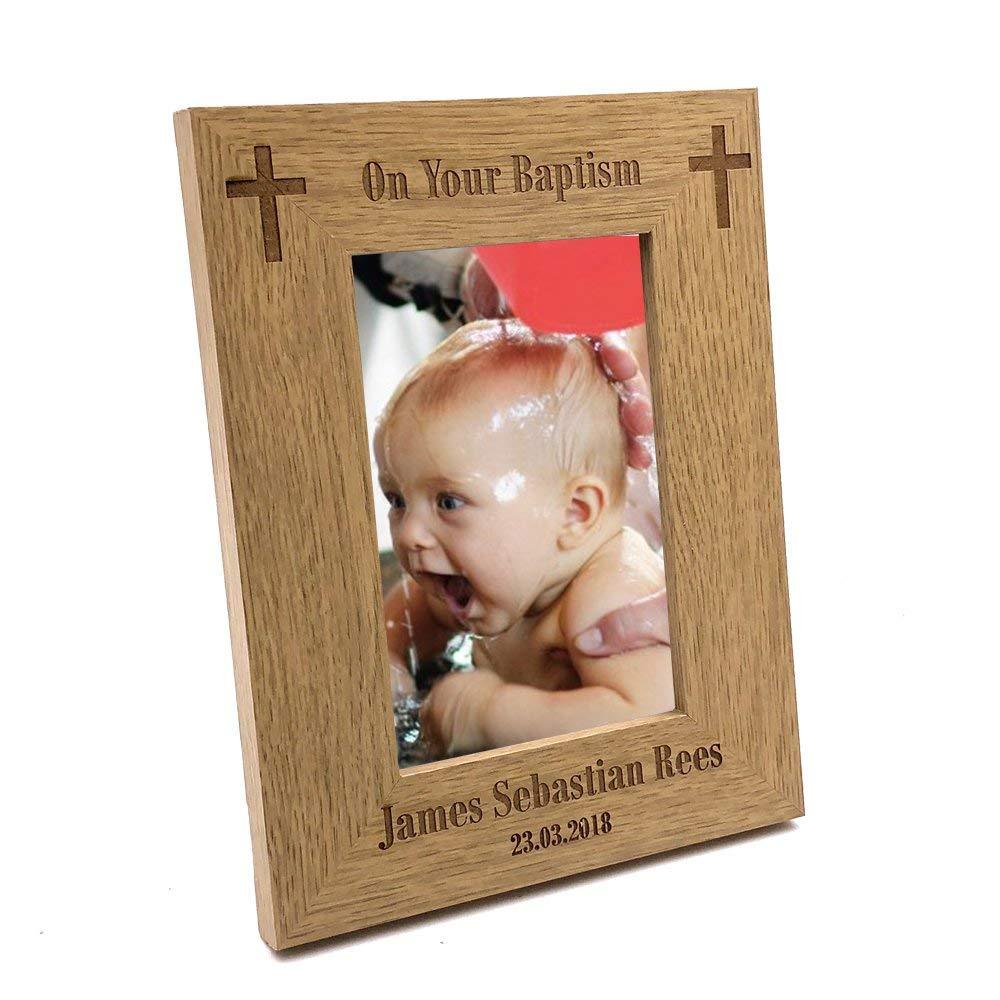 Baptism Gift Personalised Engraved Wooden Photo Frame - ukgiftstoreonline