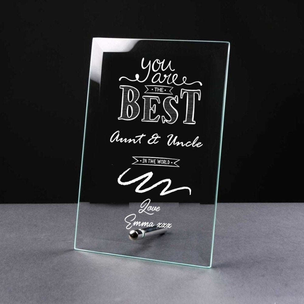 Best Aunt and Uncle Gift Sentiment Personalised Engraved Glass Plaque - ukgiftstoreonline