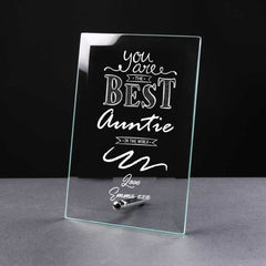 Best Auntie Gift Sentiment Personalised Engraved Glass Plaque - ukgiftstoreonline