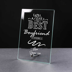 Best Boyfriend Gift Sentiment Personalised Engraved Glass Plaque - ukgiftstoreonline