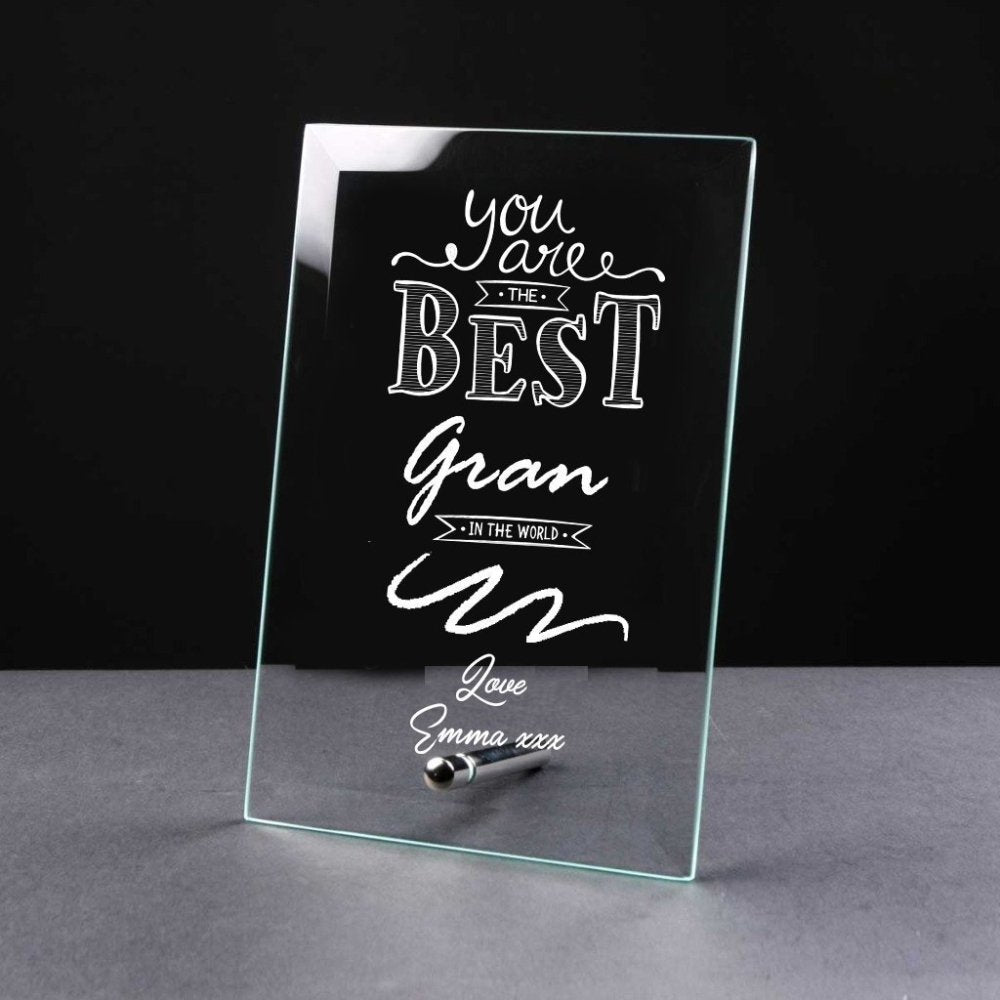 Best Gran Gift Sentiment Personalised Engraved Glass Plaque - ukgiftstoreonline
