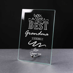 Best Grandma Gift Sentiment Personalised Engraved Glass Plaque - ukgiftstoreonline