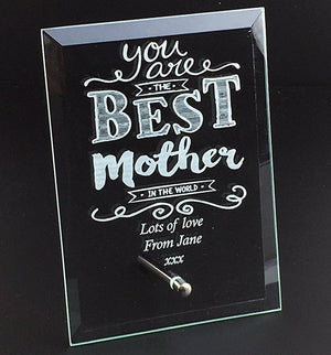Best Mother In The World Personalised Engraved Glass Plaque - ukgiftstoreonline