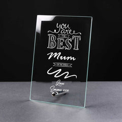 Best Mum Gift Sentiment Personalised Engraved Glass Plaque - ukgiftstoreonline