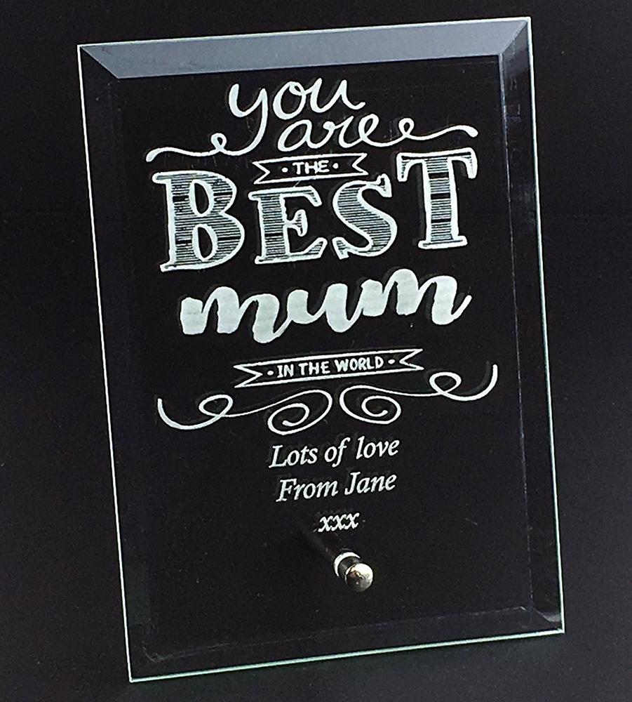Best Mum In The World Personalised Engraved Glass Plaque - ukgiftstoreonline