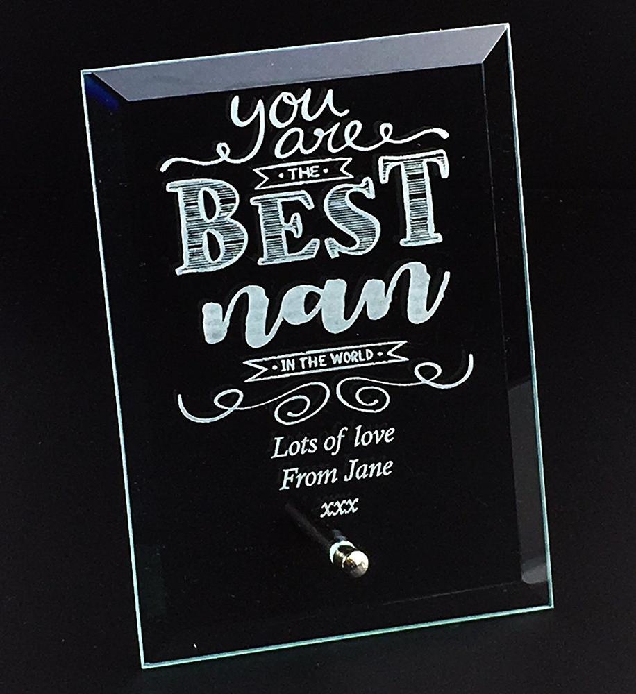 Best Nan In The World Personalised Engraved Glass Plaque - ukgiftstoreonline