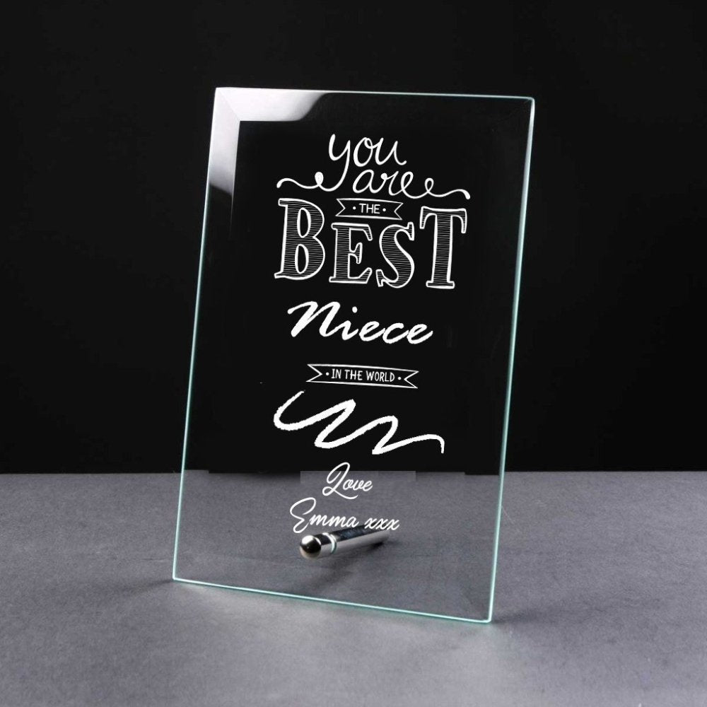 Best Niece Gift Sentiment Personalised Engraved Glass Plaque - ukgiftstoreonline