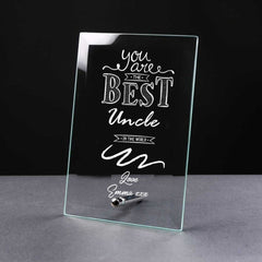 Best Uncle Gift Sentiment Personalised Engraved Glass Plaque - ukgiftstoreonline