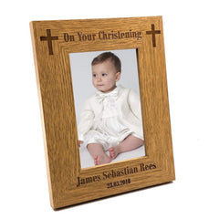 Christening Gift Personalised Engraved Wooden Photo Frame - ukgiftstoreonline