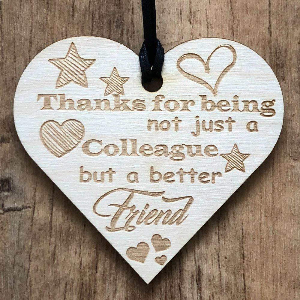 Colleague Friendship Wooden Hanging Plaque Heart Leaving Thank You Gift - ukgiftstoreonline