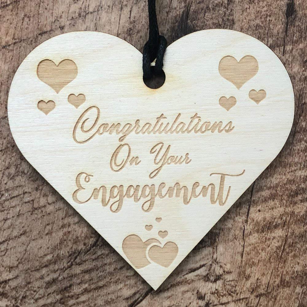Congratulations On Your Engagement Heart Wooden Plaque Gift - ukgiftstoreonline