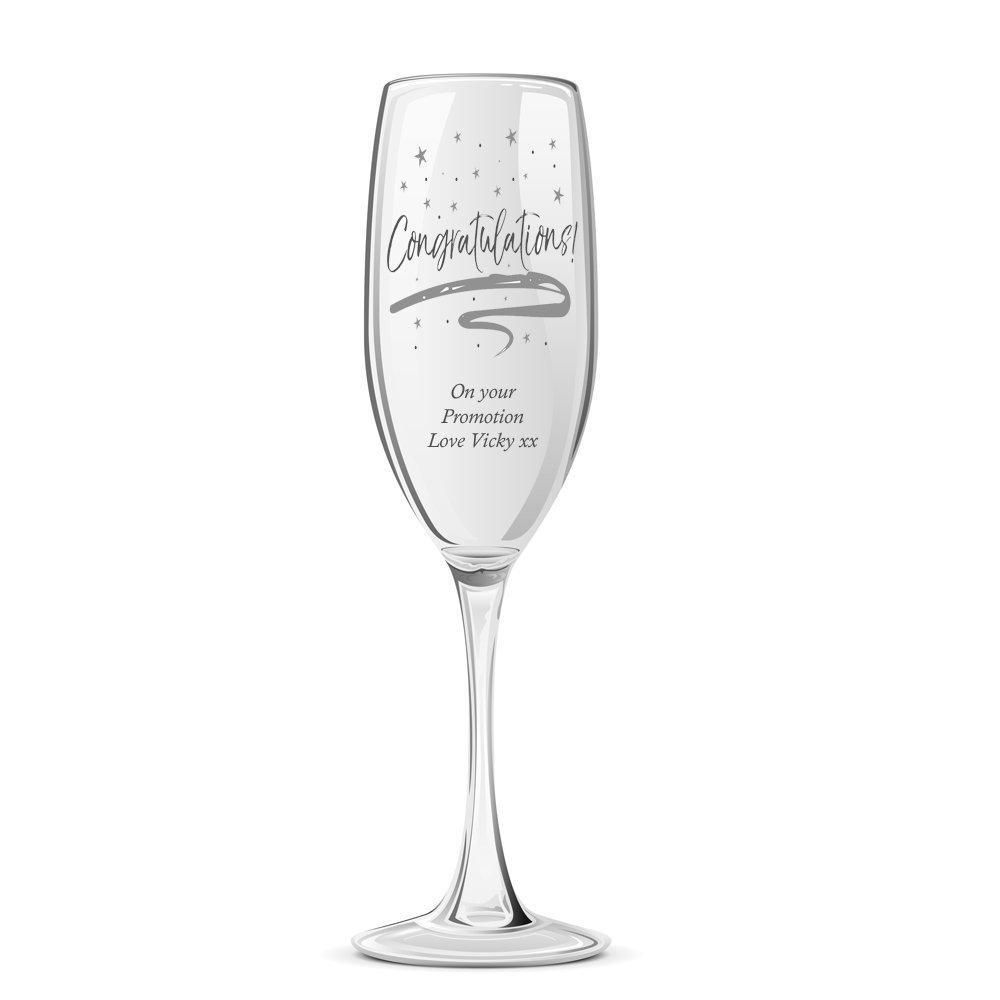 Congratulations Sentiment Personalised Engraved Champagne Prosecco Glass - ukgiftstoreonline