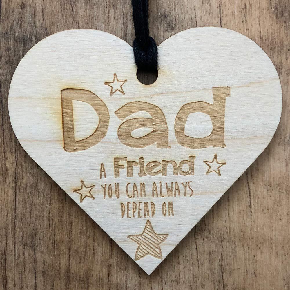 Dad A Friend You Can Always Depend On Heart Wooden Plaque Gift - ukgiftstoreonline