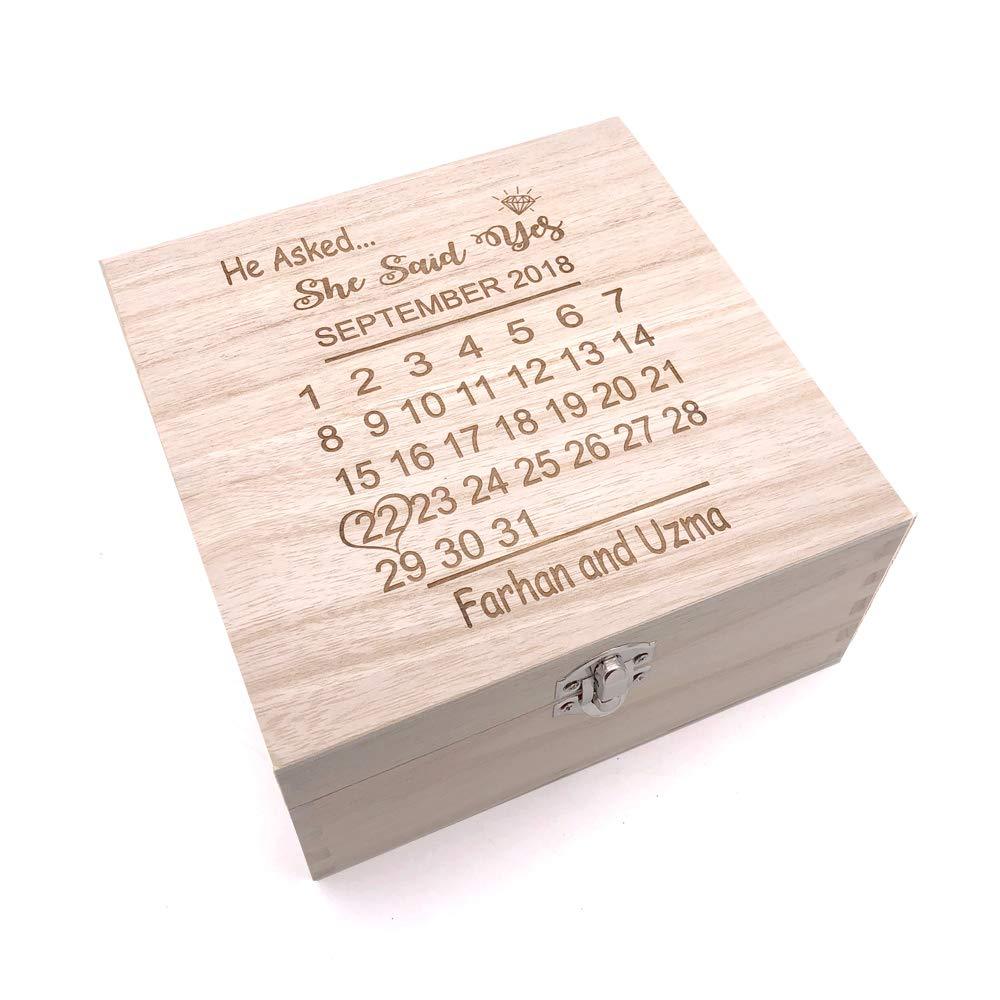 Engagement Gift Engraved Personalised Keepsake Box With Date - ukgiftstoreonline