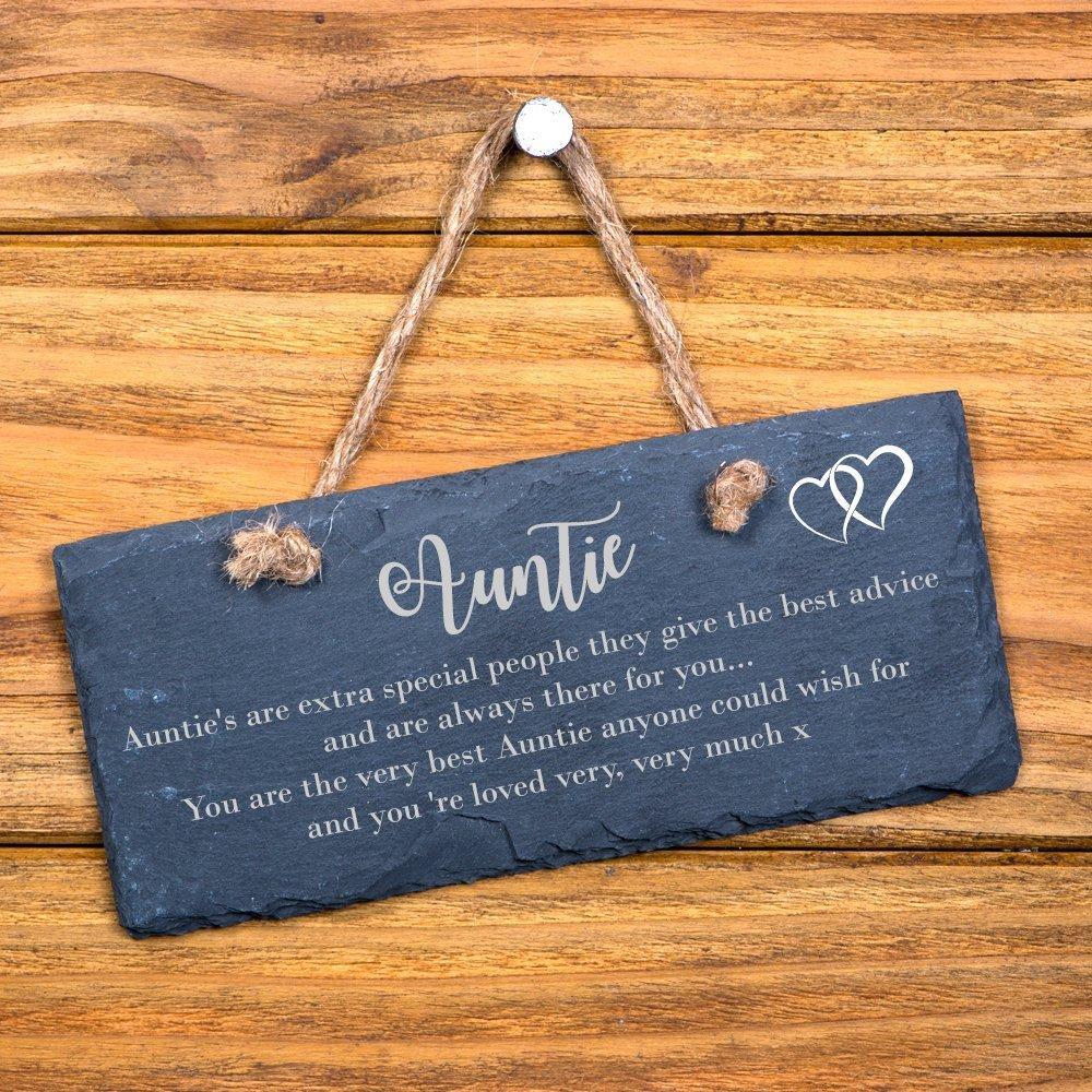 Extra special auntie sentiment hanging slate gift - ukgiftstoreonline