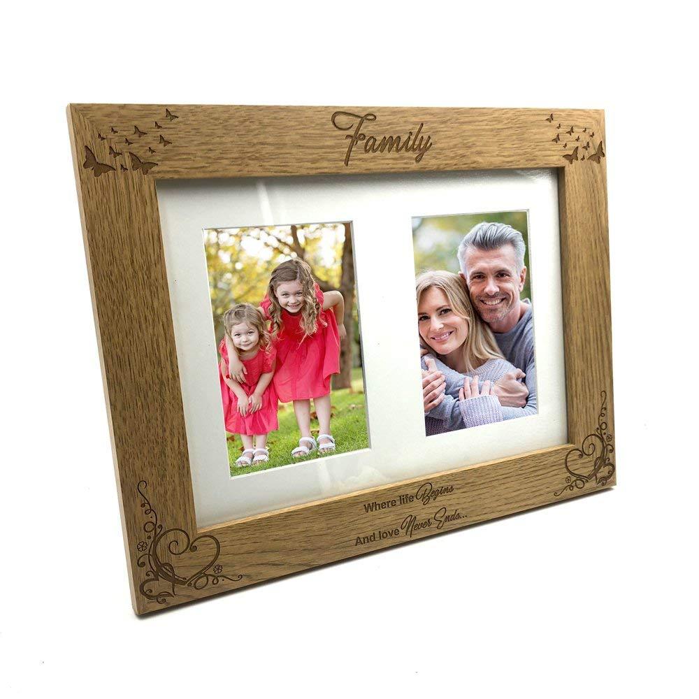 Family Sentiment Double Wooden Photo Frame Gift - ukgiftstoreonline