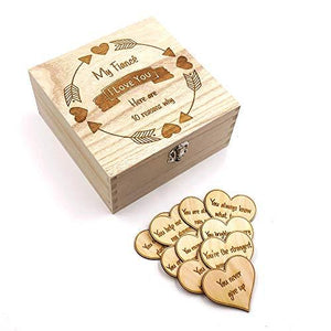 Fiancé Gift 10 Reasons why I Love You Wooden Box and Hearts - ukgiftstoreonline