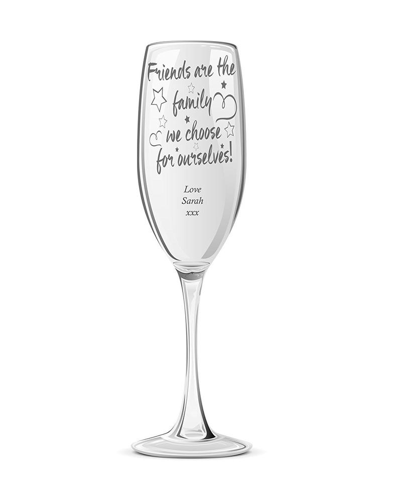Friends Are Family Personalised Engraved Champagne Prosecco Glass Flute - ukgiftstoreonline