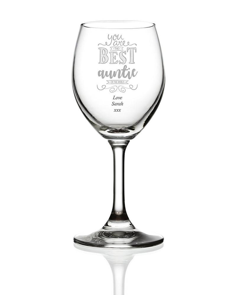 Gift For Auntie Personalised Engraved Wine Glass - ukgiftstoreonline