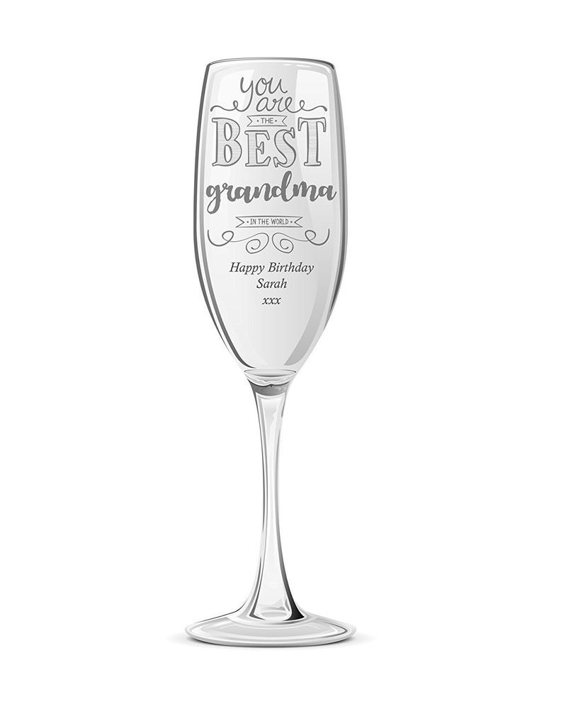 Gift For Grandma Personalised Engraved Champagne Prosecco Glass Flute - ukgiftstoreonline