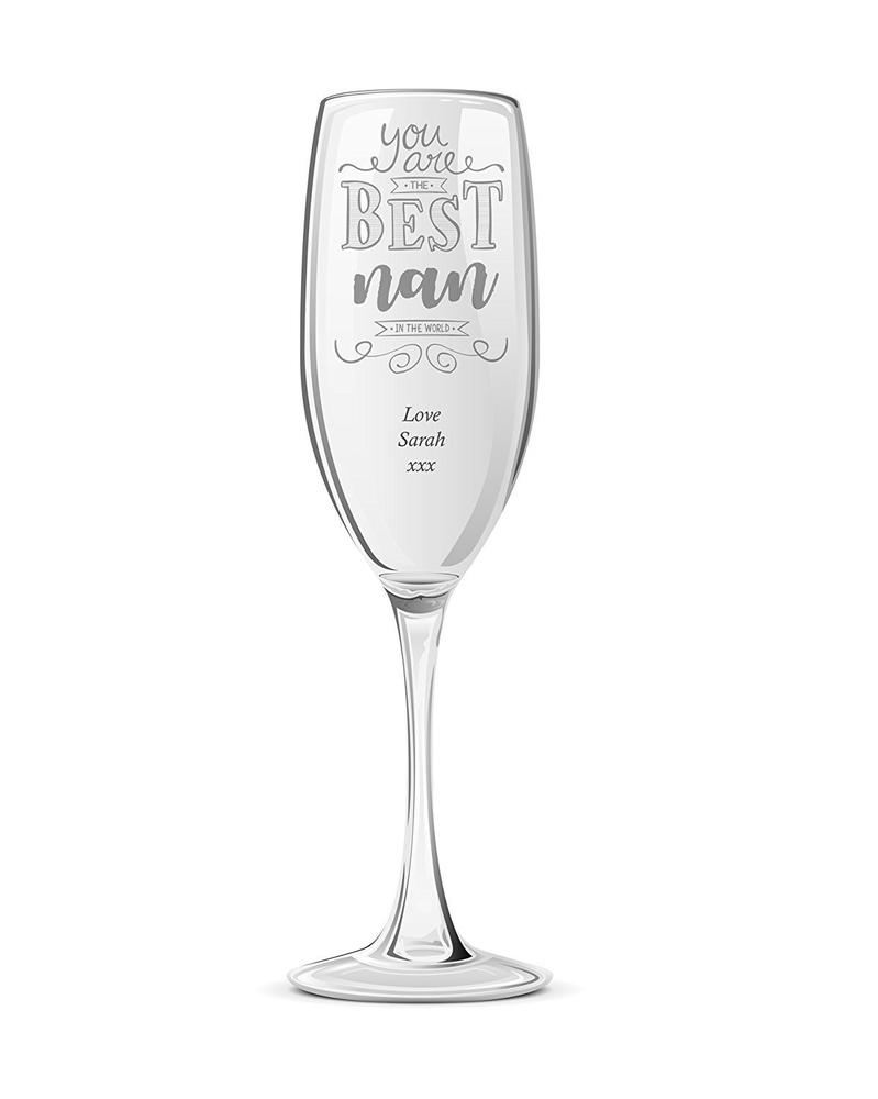 Gift For Nan Personalised Engraved Champagne Prosecco Glass Flute - ukgiftstoreonline