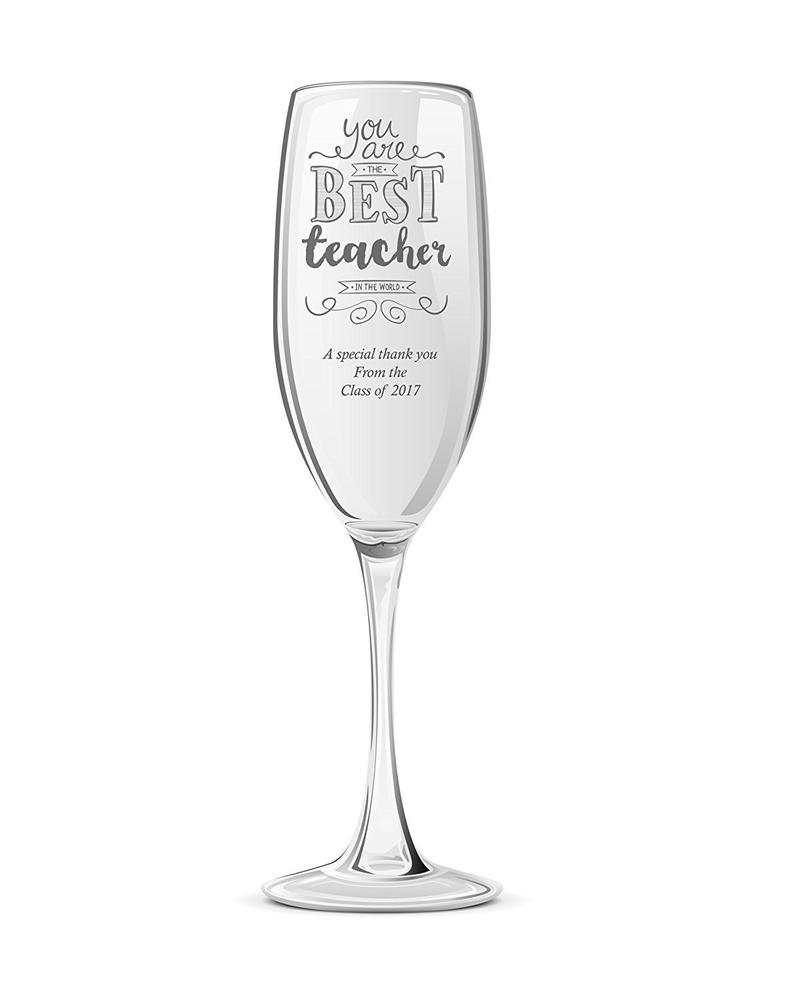 Gift For Teacher Personalised Engraved Champagne Prosecco Glass - ukgiftstoreonline