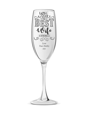 Gift For Wife Personalised Engraved Champagne Prosecco Glass Flute - ukgiftstoreonline