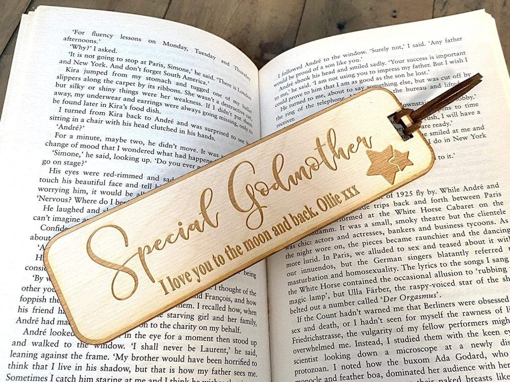 Godmother Gift Personalised Wooden Engraved Bookmark - ukgiftstoreonline