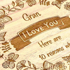 Gran Gift 10 Reasons why I Love You Wooden Box and Hearts - ukgiftstoreonline