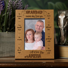 Personalised Grandad Photo Frame Gift The Reasons I Love You