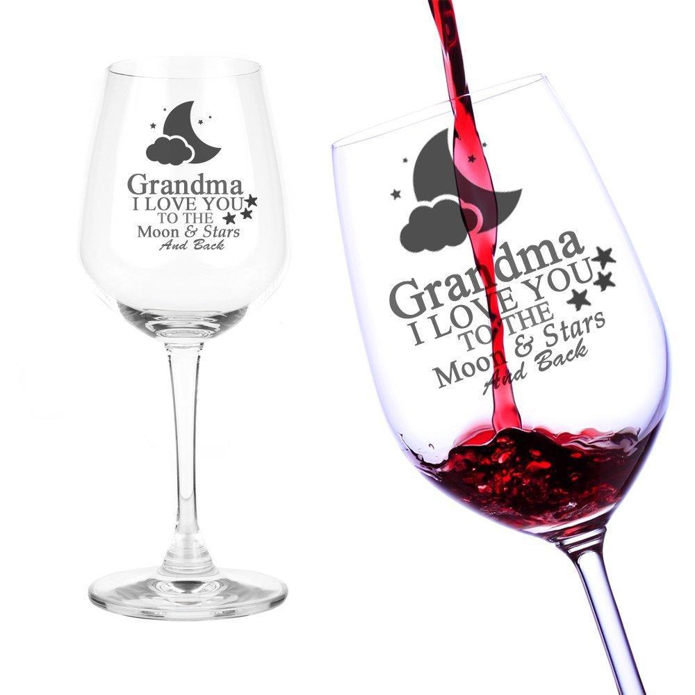 Grandma Gift I Love You To The Moon Engraved Wine Glass - ukgiftstoreonline