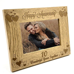 Happy 10th Anniversary Wooden Photo Frame Gift - ukgiftstoreonline