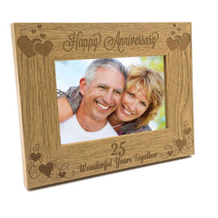 Happy 25th Anniversary Wooden Photo Frame Gift - ukgiftstoreonline