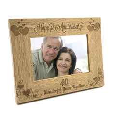 Happy 40th Anniversary Wooden Photo Frame Gift - ukgiftstoreonline