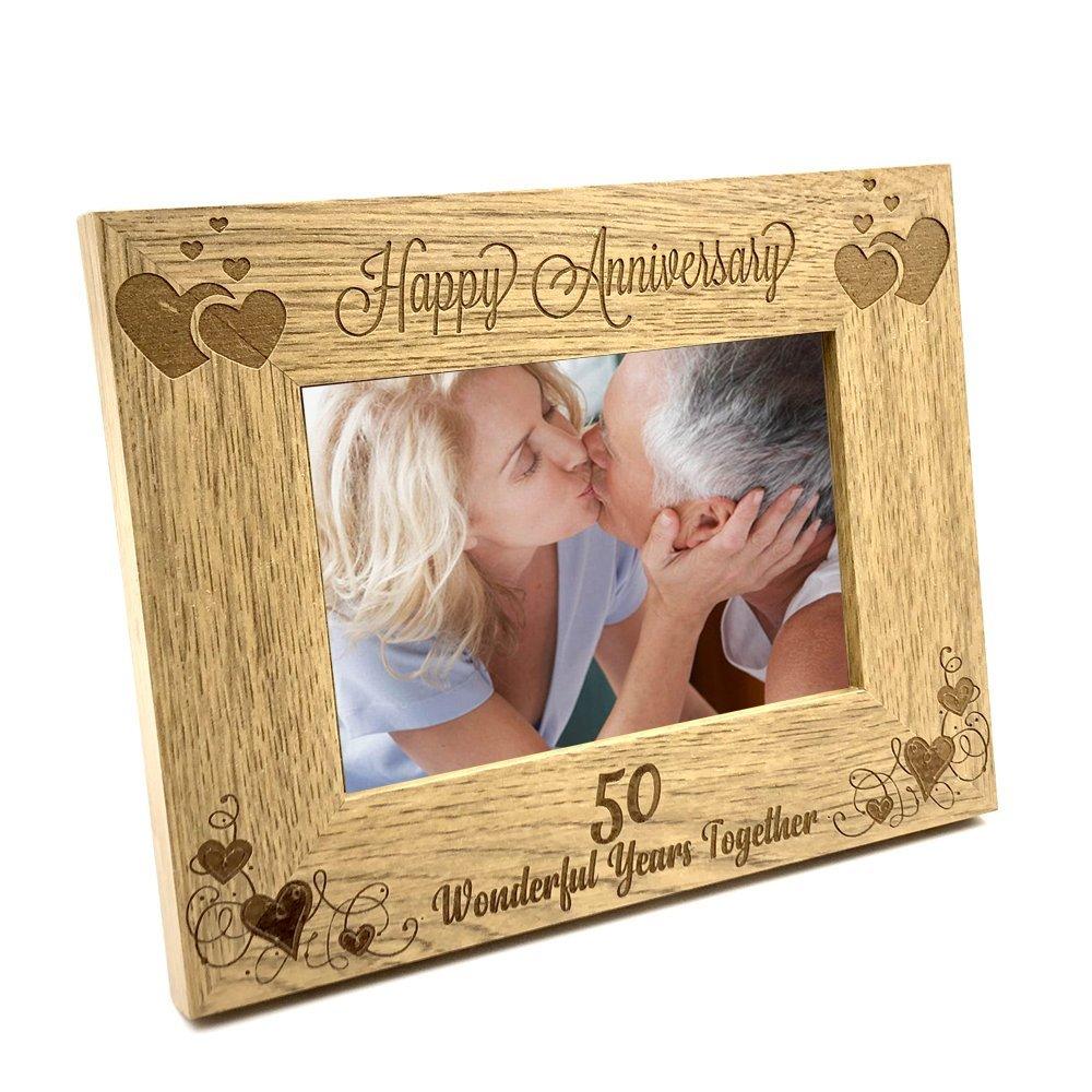 Happy 50th Anniversary Wooden Photo Frame Gift - ukgiftstoreonline